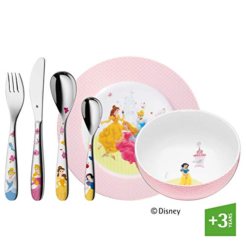 WMF Kids Disney Vajilla Infantil, Acero Inoxidable, Blanco y Rosa, 6 Piezas