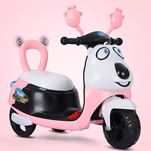 WWWANG Batería oso de dibujos animados de dibujos animados los niños motocicleta eléctrica del triciclo del bebé del carro de bebé de la muchacha del bebé de coche de juguete (Color : Pink)