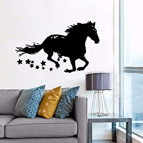 yaonuli Running Horse Tatuajes de Pared decoración del hogar Horse Drawing Silhouette Vinilo Adhesivo de Pared extraíble Horse Animal Wallpaper 63x88cm