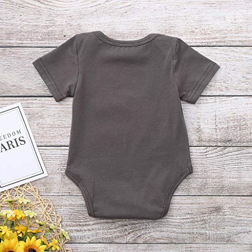 YEBIRAL Ropa Bebé Niña Verano Letra Impreso Manga Corta Bodies Peleles Bebé Mono Body Infantil para bebés para Recien Nacido Niña Niño 0-24 Meses (70,Gris)