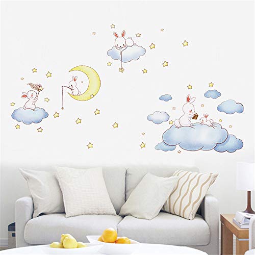 YONGSH Etiqueta De La Pared Diy Cartoon Clouds Star Moon Habitación Para Niños Baby Bedroom Kindergarten House Decoration