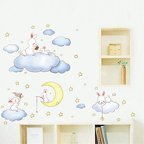 YONGSH Etiqueta De La Pared Diy Cartoon Clouds Star Moon Habitación Para Niños Baby Bedroom Kindergarten House Decoration