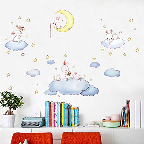 YONGSH Etiqueta De La Pared Diy Cartoon Clouds Star Moon Habitación Para Niños Baby Bedroom Kindergarten House Decoration