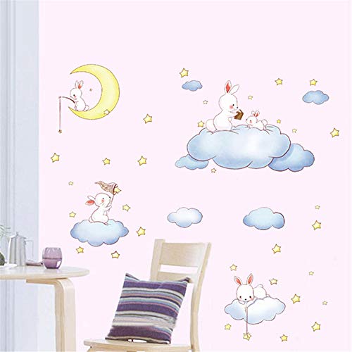 YONGSH Etiqueta De La Pared Diy Cartoon Clouds Star Moon Habitación Para Niños Baby Bedroom Kindergarten House Decoration