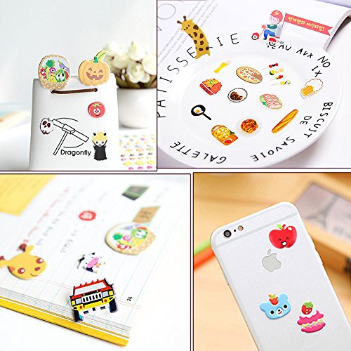 Yuccer Pegatinas 3D Cute Recompensas Pegatinas DIY Decoration Scrapbooking Stickers Niños Incluyendo Animales, Coches, Frutas y Alimentos, 16 Hojas