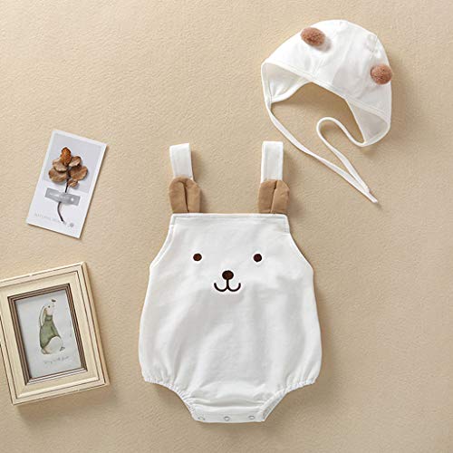 YWLINK ReciéN Nacido Bebé NiñAs Correas De Dibujos Animados Pompon Mameluco Mono Traje De Sol Mono Sin Mangas Camisola Traje De Rastreo Bautismo De Bebe Regalo De CumpleañOs(Blanco,3-6 meses/73)