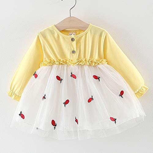 YWLINK Vestido De Fiesta De La Princesa del Tutú del Remiendo del Tul De Los NiñAs Moda Linda Vestido De Noche Bautizo Bebe Regalo Vestido De Novia Disfraz De Danza Ropa(Amarillo,0-6 meses/70)