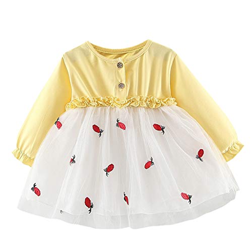 YWLINK Vestido De Fiesta De La Princesa del Tutú del Remiendo del Tul De Los NiñAs Moda Linda Vestido De Noche Bautizo Bebe Regalo Vestido De Novia Disfraz De Danza Ropa(Amarillo,0-6 meses/70)