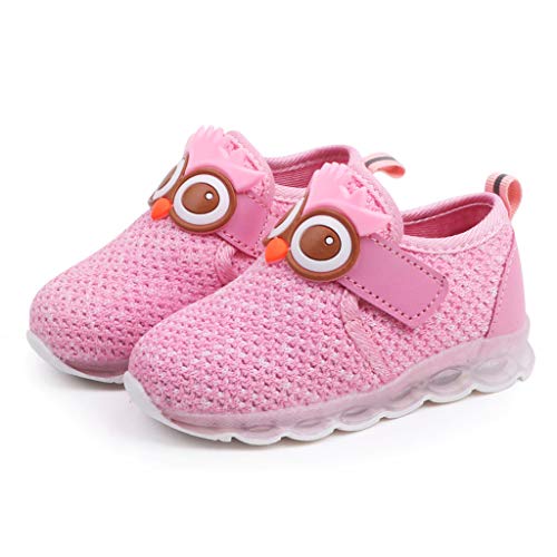 YWLINK Zapatos Ligeros LDE Bebé NiñO NiñA Zapatillas De Deporte Casuales Zapatillas Iluminadas Antideslizante Transpirable Zapatos De Dibujos Animados Iluminados Forma De BúHo Regalo De CumpleañOs