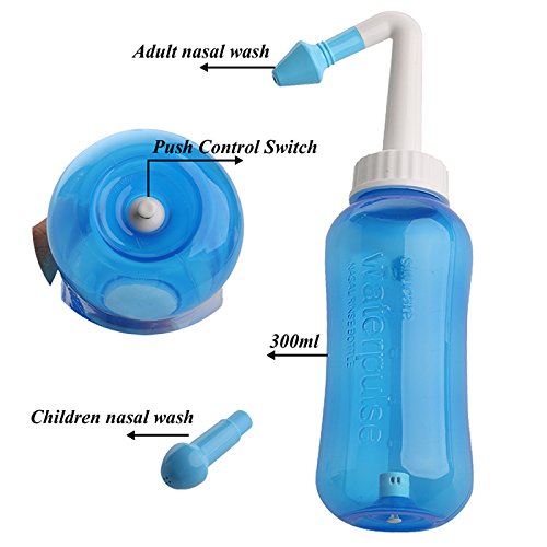 YYMMLLF Neti Pot, Enjuague sinusal, Sinus Pot para lavado nasal, 300 ml Kit de enjuague de alivio de alergias sinusales con lavado nasal Kit de enjuague sinusal para adultos y niños