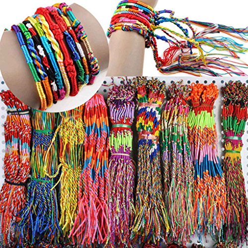 Zerama 10 PCS Hecho a Mano de Hilo Tejida Cuerdas de la Amistad del Hippie para el Tobillo Pulsera Pulsera de la Trenza de Cables de Colorido