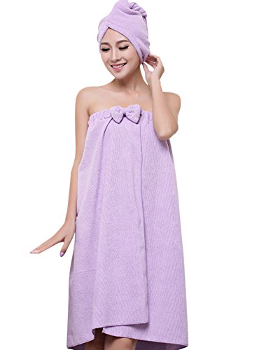 ZiXing Ducha de microfibra cabello seco toalla de baño de rápida Cap Natación Pareo Chal albornoz ajustable Spa Cover Up púrpura OneSize