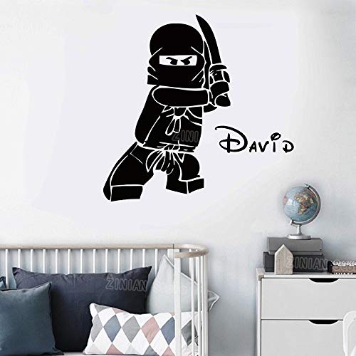 zqyjhkou Nombre Personalizado Ninjago Vinilo Vinilo Adhesivo de Pared para Niños Habitaciones de Niños Habitación de Niños de Ninga Personalizada Nombre del Niño Calcomanías Z330 75X52 cm