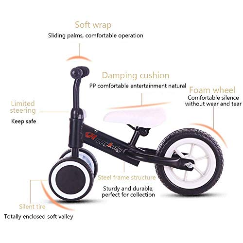 ZXCMNB Trike Baby Balance, Bike Kids Lightweight Walking Training Triciclo Sin Pedal Coche For Niños Durante 1-3 Años (Color : Black)