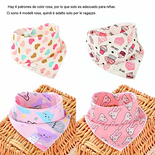 14 Baberos Bebe Bandanas Bufanda Toalla Drool Babas Tela para Bebé Niña Recien Nacido Bandana Bebe Babero Algodon Absorbente Suaves Grandes Para Sialorrea y Dentición (Sólo para niña)