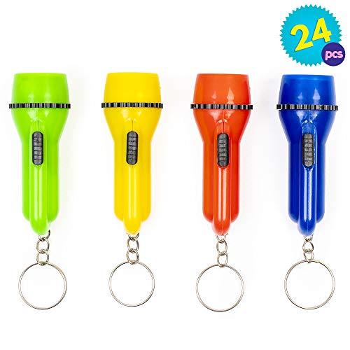 24 Mini Llaveros Con Linterna - Colores Surtidos Ideal Para Acampar, Ideal Para Regalos De Fiesta, Bolsas De Regalo Y Premios De Carnaval.