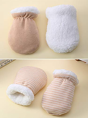 3 Pares de Manoplas de Bebé Guantes Calientes Mitones de Invierno de Bebés Niños Niñas Manoplas del Interior de Lana de Recién Nacido Infantil para 0-12 Meses (Color A)