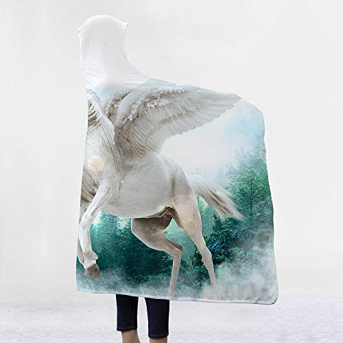 3D Patrón Unicornio Manta con capucha,Manta Gruesa con Capucha Caliente para Niños y Adultos Tiro de sofa (50"x60", Estilo 2)