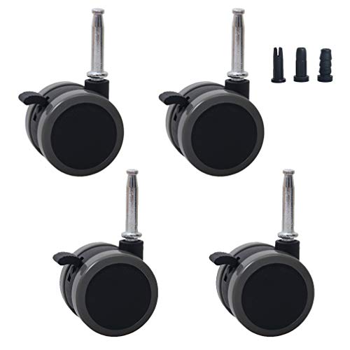 4pcs Ruedas de Nylon para Cuna Infantil,Ruedas Giratorias para Cuna Bebés,2" Rueda de Muebles con Freno,Accesorios de Cama para Niños,Carga 120kg,Negro,Silencio,con Vástago de Instalación M8x38mm