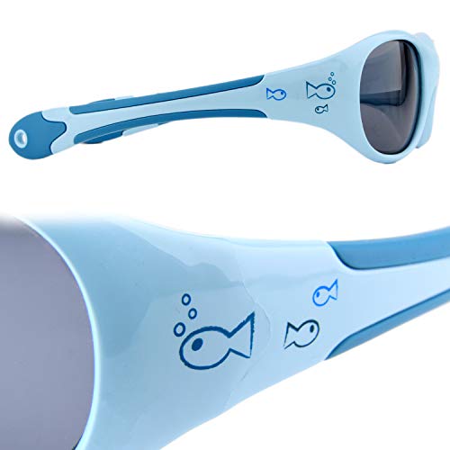 ActiveSol gafas de sol para BEBÉ | NIÑO | 100% protección UV 400 | polarizadas | irrompibles, de goma flexible | 0-24 meses | 18 gramos (Talla L, Pez)