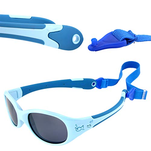 ActiveSol gafas de sol para BEBÉ | NIÑO | 100% protección UV 400 | polarizadas | irrompibles, de goma flexible | 0-24 meses | 18 gramos (Talla L, Pez)