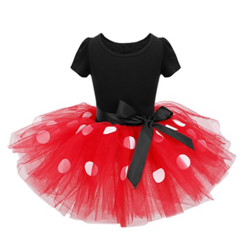 Agoky Vestidos de Princesa Tutú Disfraces Infantil con Diadema Traje de Fiesta Bautizo con Braga Interior para Bebés Niñas (12 Meses a 8 Años) Negro&Rojo 2 Años