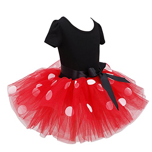 Agoky Vestidos de Princesa Tutú Disfraces Infantil con Diadema Traje de Fiesta Bautizo con Braga Interior para Bebés Niñas (12 Meses a 8 Años) Negro&Rojo 2 Años