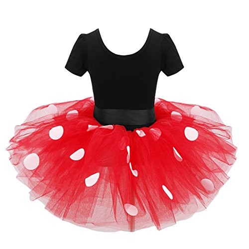 Agoky Vestidos de Princesa Tutú Disfraces Infantil con Diadema Traje de Fiesta Bautizo con Braga Interior para Bebés Niñas (12 Meses a 8 Años) Negro&Rojo 2 Años