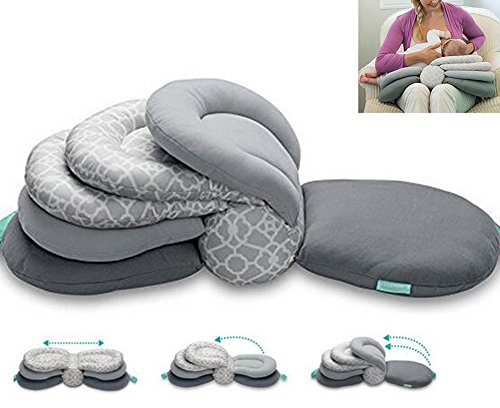 Almohadas para lactancia materna, altura ajustable, color gris