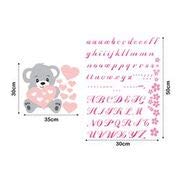 Ambiance Sticker Pegatinas Personalizadas con Nombre Personalizado, diseño de Oso – Decoración de Pared para habitación Infantil Bébé – 2 láminas de 30 x 35 cm y 50 x 30 cm – Tono de Rosa