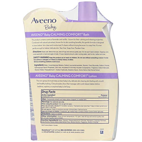 Aveeno Baby Calming Comfort - Juego de baño y loción con extracto de avena natural, lavanda y vainilla, 2 artículos