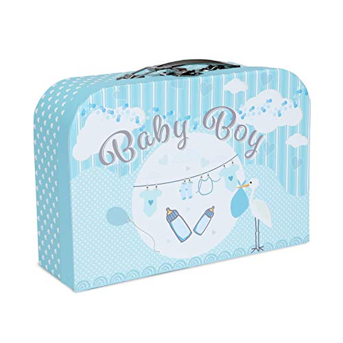 Baby Box Shop - Cesta regalo bebé niño para baby shower con todo lo esencial para bebes recién nacidos con osito de peluche y caja de recuerdos azul