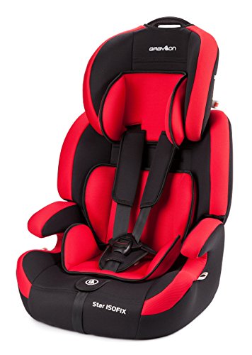 Babylon Star ISOFIX Silla de coche para niños 9-36 kg grupo 1-2-3, fabricada en Europa, color rojo