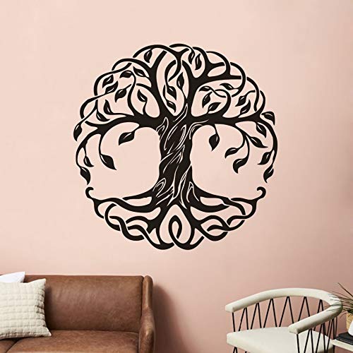 BailongXiao Sin Marco-Adhesivos de Pared Redondos para árbol decoración del hogar Fitness Yoga TR