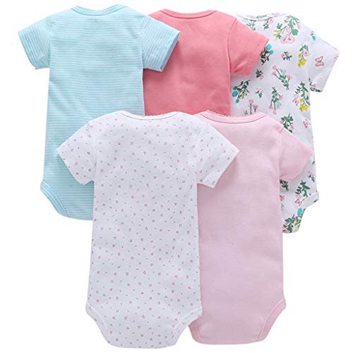 Bebé Body Pack de 5 - Mono Niñas Mameluco Manga Corta para Trajes Baño Recién Nacido Ropa de Verano Algodón Pelele Mariposa 3-6 Meses