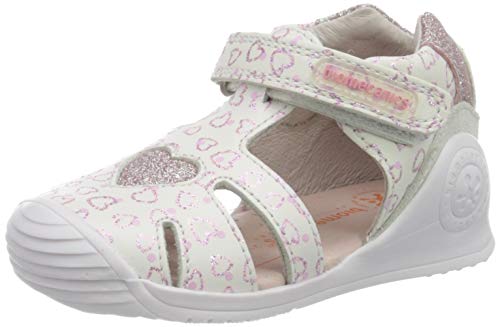 Biomecanics 202125, Sandalias para Bebés, Blanco (Blanco Y Corazones (Sauvage Y Glitter) B), 22 EU