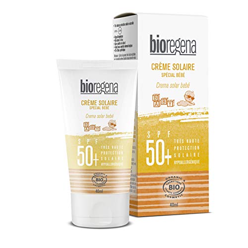 BIOREGENA - Crema solar BIO, factor de protección 50+, para piel sensible de bebés de más de 6 meses, spray 40 ml.