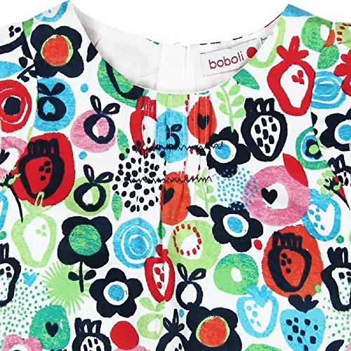 boboli 225098 Vestido, Multicolor (Estampado Flor Naíf Fondo Blanco), One Size (Tamaño del Fabricante:2) para Bebés