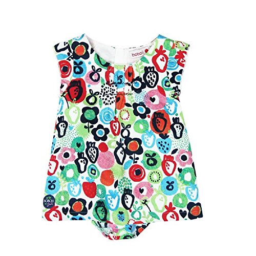 boboli 225098 Vestido, Multicolor (Estampado Flor Naíf Fondo Blanco), One Size (Tamaño del Fabricante:2) para Bebés