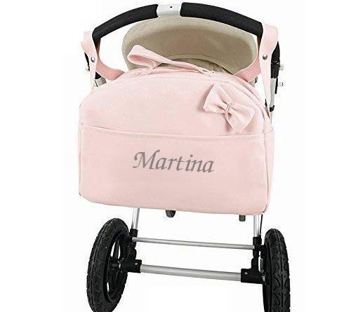 Bolso Polipiel Carrito Bebe Personalizado con nombre bordado ROSA - Nombre bebé bordado - mibebestore