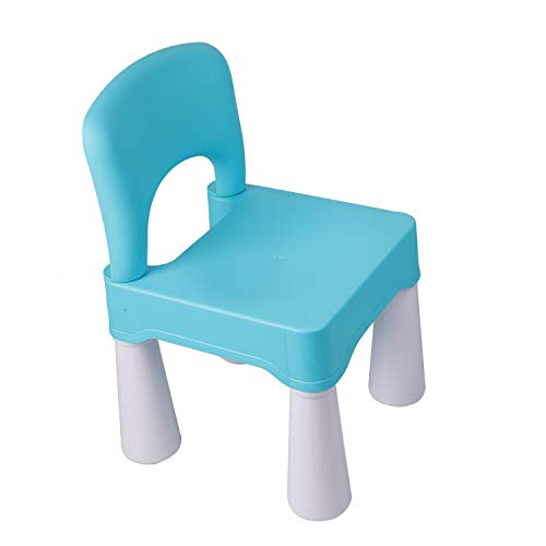 burgkidz Silla de plástico para niños, Duradera y Liviana, Asiento de 9.3"de Altura, Uso en Interiores o Exteriores, Azul Claro