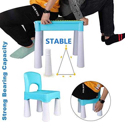 burgkidz Silla de plástico para niños, Duradera y Liviana, Asiento de 9.3"de Altura, Uso en Interiores o Exteriores, Azul Claro