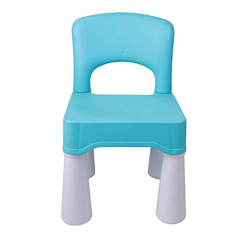 burgkidz Silla de plástico para niños, Duradera y Liviana, Asiento de 9.3"de Altura, Uso en Interiores o Exteriores, Azul Claro