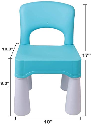 burgkidz Silla de plástico para niños, Duradera y Liviana, Asiento de 9.3"de Altura, Uso en Interiores o Exteriores, Azul Claro