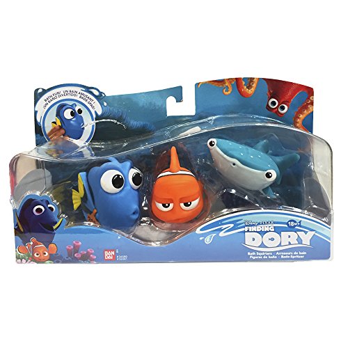 Buscando a Dory - Set de 3 Figuras de baño Dory, Marlin, Destiny, Azul (Bandai 36581)