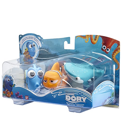 Buscando a Dory - Set de 3 Figuras de baño Dory, Marlin, Destiny, Azul (Bandai 36581)