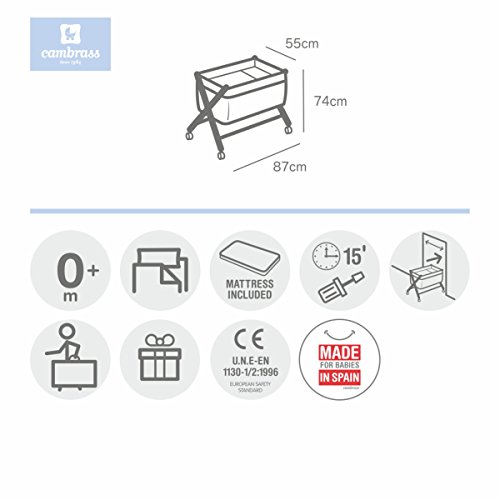 Cambrass Minicuna Tijera Madera Star Gris 55 x 87 x 74 cm