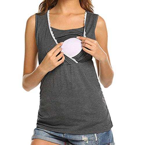 Camiseta Mujeres Embarazadas Breastfeeding T-Shirt Amamantando Color Sólido Ropa Premamá Blusa Reducción de Precio