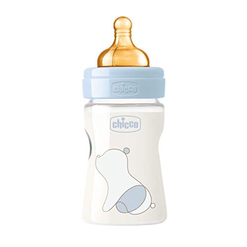 Chicco - Biberón Original Touch Caucho Azul Flujo Normal 150Ml 0M+, Niños