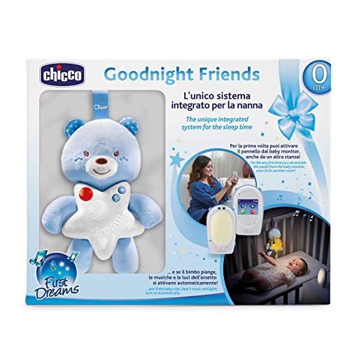 Chicco Good Night - Vigilabebés de audio con panel de cuna y luz antioscuridad, activación por voz, 330 metros alcance, color azul